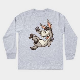 Waving donkey Kids Long Sleeve T-Shirt